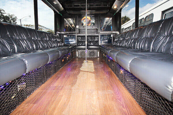 wood floors and dance pole